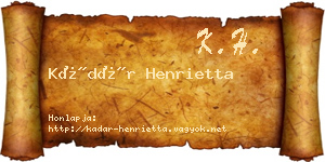 Kádár Henrietta névjegykártya
