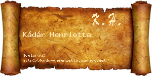 Kádár Henrietta névjegykártya